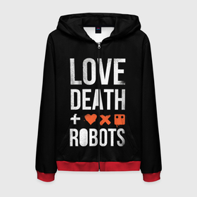 Мужская толстовка 3D на молнии с принтом Love Death + Robots в Белгороде, 100% полиэстер | длина до линии бедра, манжеты и пояс оформлены мягкой тканевой резинкой, двухслойный капюшон со шнурком для регулировки, спереди молния, по бокам два кармана | Тематика изображения на принте: death | ldr | logo | love | netflix | robots | smile | анимация | кино | лого | лср | любовь | нетфликс | роботы | сериал | смайл | смайлик