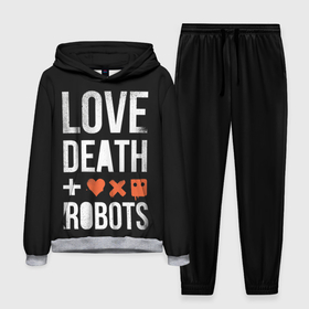 Мужской костюм 3D (с толстовкой) с принтом Love Death + Robots ,  |  | Тематика изображения на принте: death | ldr | logo | love | netflix | robots | smile | анимация | кино | лого | лср | любовь | нетфликс | роботы | сериал | смайл | смайлик