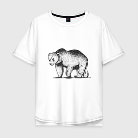 Мужская футболка хлопок Oversize с принтом Медведь Гризли | Grizzly Bear в Белгороде, 100% хлопок | свободный крой, круглый ворот, “спинка” длиннее передней части | alaska | american bear | art | bears | canada | illustration | united states | ursus | usa | аляска | американский медведь | арт | бурый медведь | бурый мишка | иллюстрация | канада | косолапый | медвежонок | мишка | потапыч | рисунок