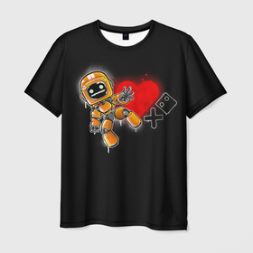 Мужская футболка 3D с принтом K-VRC | Love Death and Robots в Петрозаводске, 100% полиэфир | прямой крой, круглый вырез горловины, длина до линии бедер | death | heart | hearts | k vrc | ldr | logo | love | netflix | robots | smile | анимация | кино | лого | лср | любовь | нетфликс | роботы | сердце | сериал | смайл | смайлик
