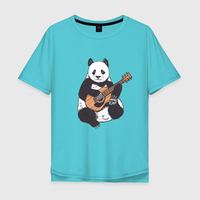 Мужская футболка хлопок Oversize с принтом Панда гитарист | Panda Guitar в Новосибирске, 100% хлопок | свободный крой, круглый ворот, “спинка” длиннее передней части | acoustic | bear | bears | china | chineese panda | guitarist | music | акустическая гитара | гитара | китай | китайская панда | косолапый | медведь | медвежонок | милая панда | мишка | музыка | музыкант | пандочка | пандочки