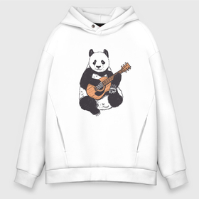 Мужское худи Oversize хлопок с принтом Панда гитарист | Panda Guitar в Новосибирске, френч-терри — 70% хлопок, 30% полиэстер. Мягкий теплый начес внутри —100% хлопок | боковые карманы, эластичные манжеты и нижняя кромка, капюшон на магнитной кнопке | Тематика изображения на принте: acoustic | bear | bears | china | chineese panda | guitarist | music | акустическая гитара | гитара | китай | китайская панда | косолапый | медведь | медвежонок | милая панда | мишка | музыка | музыкант | пандочка | пандочки