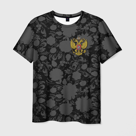 Мужская футболка 3D с принтом Герб России Хохлома , 100% полиэфир | прямой крой, круглый вырез горловины, длина до линии бедер | country | eagle | russia | герб | двуглавый | орел | россия | страна | флаг | хохлома