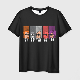 Мужская футболка 3D с принтом Agents Futurama , 100% полиэфир | прямой крой, круглый вырез горловины, длина до линии бедер | bender | futurama | planet express | бендер | зоидберг | зойдберг | мульт | мультфильм | планетный экспресс | туранга лила | филипп джэй фрай | футурама