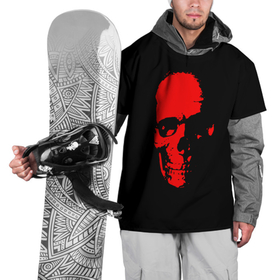 Накидка на куртку 3D с принтом Кровавый череп в Санкт-Петербурге, 100% полиэстер |  | skull | башка | голова | кость | красный череп | черепушка