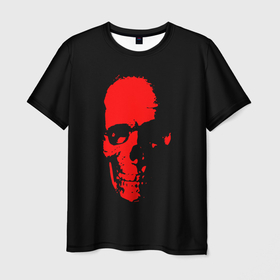 Мужская футболка 3D с принтом Кровавый череп в Белгороде, 100% полиэфир | прямой крой, круглый вырез горловины, длина до линии бедер | skull | башка | голова | кость | красный череп | черепушка
