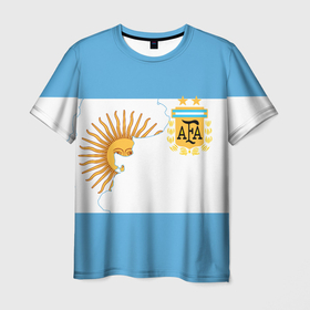 Мужская футболка 3D с принтом Сборная Аргентины в Екатеринбурге, 100% полиэфир | прямой крой, круглый вырез горловины, длина до линии бедер | goal24 | аргентина | барселона | дибала | игуаин | икарди | лионель месси | месси | месси аргентина | сборная аргентины | спорт | футбол | чемпионат мира | чм