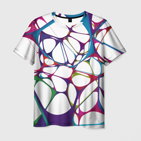 Мужская футболка 3D с принтом Нейроны в Кировске, 100% полиэфир | прямой крой, круглый вырез горловины, длина до линии бедер | абстракция | минимализм | нейронные связи | нейроны | рисунок
