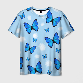 Мужская футболка 3D с принтом Бабочки с Облаками в Тюмени, 100% полиэфир | прямой крой, круглый вырез горловины, длина до линии бедер | morgenstern | бабочка | бабочки | морген | моргеншетрн бабочки | моргенштерн | насекомые | нежный | рисунок | роза | сирень | цветочек | цветочный | цветы