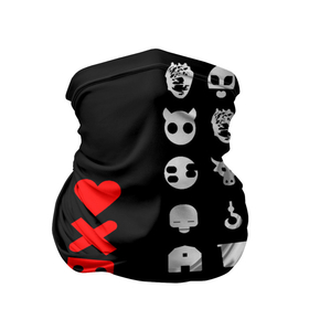 Бандана-труба 3D с принтом Любовь, смерть и роботы в Курске, 100% полиэстер, ткань с особыми свойствами — Activecool | плотность 150‒180 г/м2; хорошо тянется, но сохраняет форму | Тематика изображения на принте: love death robots | netflix | анимационные | знаки | иконки | кибер | крест | логотипы сериалов | нетфликс | роботы | сердце | сериалы | символы | черепа | черно белый