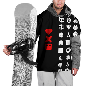 Накидка на куртку 3D с принтом Любовь, смерть и роботы в Санкт-Петербурге, 100% полиэстер |  | love death robots | netflix | анимационные | знаки | иконки | кибер | крест | логотипы сериалов | нетфликс | роботы | сердце | сериалы | символы | черепа | черно белый