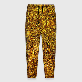 Мужские брюки 3D с принтом Сусальное золото в Петрозаводске, 100% полиэстер | манжеты по низу, эластичный пояс регулируется шнурком, по бокам два кармана без застежек, внутренняя часть кармана из мелкой сетки | gold | золото | золотой | мятая | сусальное | фольга