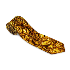 Галстук 3D с принтом Сусальное золото в Новосибирске, 100% полиэстер | Длина 148 см; Плотность 150-180 г/м2 | gold | золото | золотой | мятая | сусальное | фольга