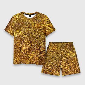 Мужской костюм с шортами 3D с принтом Сусальное золото в Петрозаводске,  |  | gold | золото | золотой | мятая | сусальное | фольга