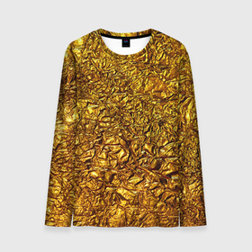 Мужской лонгслив 3D с принтом Сусальное золото в Белгороде, 100% полиэстер | длинные рукава, круглый вырез горловины, полуприлегающий силуэт | Тематика изображения на принте: gold | золото | золотой | мятая | сусальное | фольга