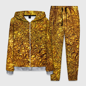 Мужской костюм 3D с принтом Сусальное золото в Новосибирске, 100% полиэстер | Манжеты и пояс оформлены тканевой резинкой, двухслойный капюшон со шнурком для регулировки, карманы спереди | Тематика изображения на принте: gold | золото | золотой | мятая | сусальное | фольга