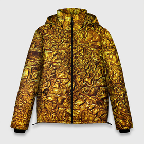 Мужская зимняя куртка 3D с принтом Сусальное золото в Новосибирске, верх — 100% полиэстер; подкладка — 100% полиэстер; утеплитель — 100% полиэстер | длина ниже бедра, свободный силуэт Оверсайз. Есть воротник-стойка, отстегивающийся капюшон и ветрозащитная планка. 

Боковые карманы с листочкой на кнопках и внутренний карман на молнии. | Тематика изображения на принте: gold | золото | золотой | мятая | сусальное | фольга