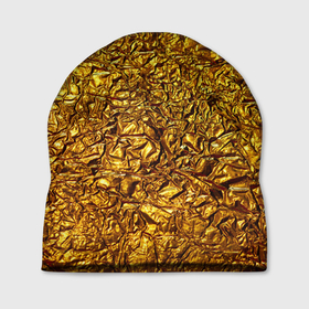 Шапка 3D с принтом Сусальное золото в Кировске, 100% полиэстер | универсальный размер, печать по всей поверхности изделия | Тематика изображения на принте: gold | золото | золотой | мятая | сусальное | фольга