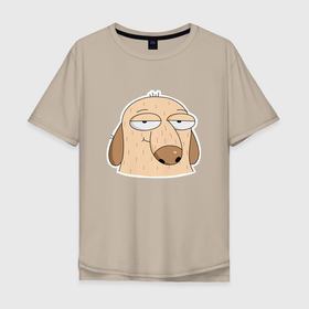 Мужская футболка хлопок Oversize с принтом Дигги в Тюмени, 100% хлопок | свободный крой, круглый ворот, “спинка” длиннее передней части | Тематика изображения на принте: diggy | dog | sticker | дигги | собака | стикер