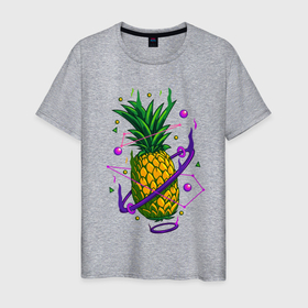 Мужская футболка хлопок с принтом АНАНАС в Санкт-Петербурге, 100% хлопок | прямой крой, круглый вырез горловины, длина до линии бедер, слегка спущенное плечо. | art | drawing | food | pineapple | ананас | арт | еда | рисунок
