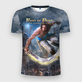 Мужская футболка 3D Slim с принтом Prince of Persia в Петрозаводске, 100% полиэстер с улучшенными характеристиками | приталенный силуэт, круглая горловина, широкие плечи, сужается к линии бедра | Тематика изображения на принте: remake | джаффар | игра | персия | пески времени | принц