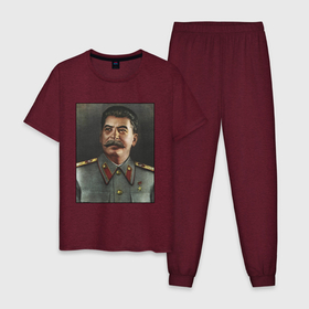 Мужская пижама хлопок с принтом Сталин Портрет (Z) в Белгороде, 100% хлопок | брюки и футболка прямого кроя, без карманов, на брюках мягкая резинка на поясе и по низу штанин
 | виссарионович | генералиссимус | джугашвили | иосиф сталин | комунист | комунисты | красные | советский союз | ссср | сталин