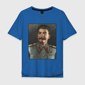 Мужская футболка хлопок Oversize с принтом Сталин | Портрет (Z) в Новосибирске, 100% хлопок | свободный крой, круглый ворот, “спинка” длиннее передней части | виссарионович | генералиссимус | джугашвили | иосиф сталин | комунист | комунисты | красные | советский союз | ссср | сталин