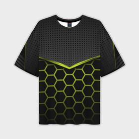 Мужская футболка oversize 3D с принтом Зеленые соты в виде брони в Санкт-Петербурге,  |  | 3d | 3д | luxury | versace | vip | абстракция | блеск | блестки | версаче | вип | паттерн | роскошь | соты | текстуры