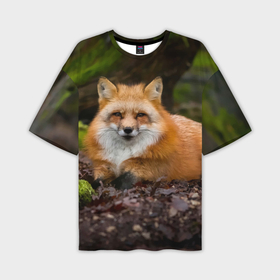 Мужская футболка oversize 3D с принтом Взрослый строгий   лис в Санкт-Петербурге,  |  | fox | foxy | животное | звери | лиса | лисенок | лисичка | милая | рыжая | фокс