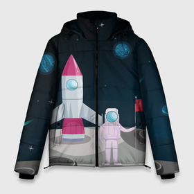 Мужская зимняя куртка 3D с принтом Астронавт покоряет космос в Белгороде, верх — 100% полиэстер; подкладка — 100% полиэстер; утеплитель — 100% полиэстер | длина ниже бедра, свободный силуэт Оверсайз. Есть воротник-стойка, отстегивающийся капюшон и ветрозащитная планка. 

Боковые карманы с листочкой на кнопках и внутренний карман на молнии. | astronaut | moon | planets | rocket | shuttle | space | stars | звёзды | космонавт | космос | луна | планеты | ракета | шаттл