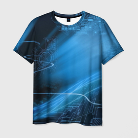 Мужская футболка 3D с принтом Чертеж в Екатеринбурге, 100% полиэфир | прямой крой, круглый вырез горловины, длина до линии бедер | компьютер | компьютерные чертежи | схема | чертеж