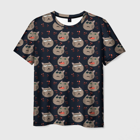 Мужская футболка 3D с принтом Котомания YES в Курске, 100% полиэфир | прямой крой, круглый вырез горловины, длина до линии бедер | Тематика изображения на принте: коты | кошки | настроение | рисование | характер | эмоции