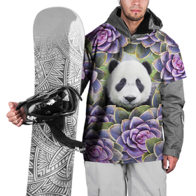 Накидка на куртку 3D с принтом Панда среди цветов в Петрозаводске, 100% полиэстер |  | Тематика изображения на принте: flower | flowers | panda | панда | цветы