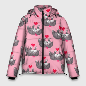 Мужская зимняя куртка 3D с принтом Пиксельные котики в Тюмени, верх — 100% полиэстер; подкладка — 100% полиэстер; утеплитель — 100% полиэстер | длина ниже бедра, свободный силуэт Оверсайз. Есть воротник-стойка, отстегивающийся капюшон и ветрозащитная планка. 

Боковые карманы с листочкой на кнопках и внутренний карман на молнии. | Тематика изображения на принте: cat | cats | kitten | глаза | глазки | девочкам | кот | котёнок | котик | котики | котэ | котята | кошак | кошка | кошки | красивая | милая | прикольная | светлая | темная | черная