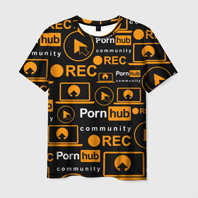 Мужская футболка 3D с принтом PORNHUB / ПОРНХАБ / УЗОР , 100% полиэфир | прямой крой, круглый вырез горловины, длина до линии бедер | xxx | любовь.