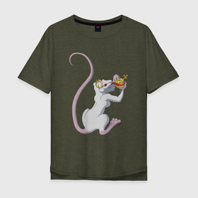 Мужская футболка хлопок Oversize с принтом Крыса королева в Кировске, 100% хлопок | свободный крой, круглый ворот, “спинка” длиннее передней части | animals | queen | rat | безумие | королева | крыса | персонажи