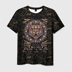 Мужская футболка 3D с принтом WILD TIGER в Екатеринбурге, 100% полиэфир | прямой крой, круглый вырез горловины, длина до линии бедер | голова тигра | дикий тигр | зверь | тигр | хищник
