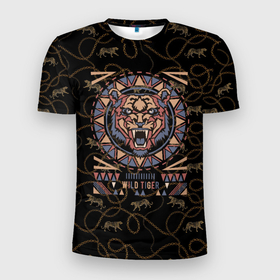 Мужская футболка 3D спортивная с принтом WILD TIGER в Екатеринбурге, 100% полиэстер с улучшенными характеристиками | приталенный силуэт, круглая горловина, широкие плечи, сужается к линии бедра | голова тигра | дикий тигр | зверь | тигр | хищник