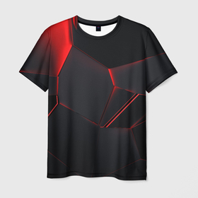 Мужская футболка 3D с принтом Красные плиты 3D в Рязани, 100% полиэфир | прямой крой, круглый вырез горловины, длина до линии бедер | абстракция | илюстрация | искуство | культура | минимализм | текстура