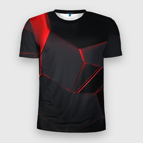 Мужская футболка 3D спортивная с принтом Красные плиты 3D , 100% полиэстер с улучшенными характеристиками | приталенный силуэт, круглая горловина, широкие плечи, сужается к линии бедра | абстракция | илюстрация | искуство | культура | минимализм | текстура