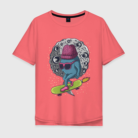 Мужская футболка хлопок Oversize с принтом Монстр на скейте , 100% хлопок | свободный крой, круглый ворот, “спинка” длиннее передней части | adventure | cosmonaut | cosmos | monster | space | астронавт | инопланетянин | космонавт | космос | монстр | пришелец | скейт