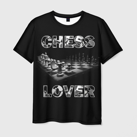 Мужская футболка 3D с принтом Chess Lover | Любитель шахмат в Санкт-Петербурге, 100% полиэфир | прямой крой, круглый вырез горловины, длина до линии бедер | chess lover | любитель шахмат | шах и мат | шахматные фигуры | шахматы