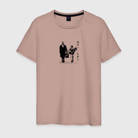 Мужская футболка хлопок с принтом Leon в Петрозаводске, 100% хлопок | прямой крой, круглый вырез горловины, длина до линии бедер, слегка спущенное плечо. | leon | винтаж | кино | леон | матильда | ретро | старый | фильм