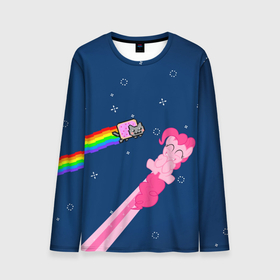 Мужской лонгслив 3D с принтом Nyan cat x Pony в Санкт-Петербурге, 100% полиэстер | длинные рукава, круглый вырез горловины, полуприлегающий силуэт | my little pony | nyan cat | дружба это чудо | единорог | единороги | май литл пони | мульт | мультфильм | нян кэт