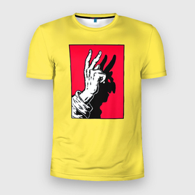 Мужская футболка 3D Slim с принтом V  значит победа в Курске, 100% полиэстер с улучшенными характеристиками | приталенный силуэт, круглая горловина, широкие плечи, сужается к линии бедра | жест | знак | пальцы | распальцовка | символика | театр теней | тень