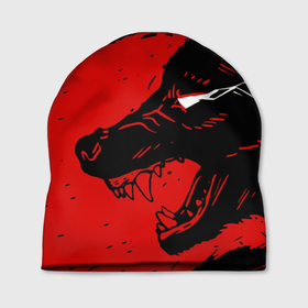Шапка 3D с принтом Красный волк 3D в Тюмени, 100% полиэстер | универсальный размер, печать по всей поверхности изделия | абстракция | волк | злой | зубы | илюстрация | искуство | культура | минимализм | оскал | текстура | ярость