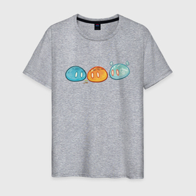 Мужская футболка хлопок с принтом Genshin impact Slime trio №1 в Санкт-Петербурге, 100% хлопок | прямой крой, круглый вырез горловины, длина до линии бедер, слегка спущенное плечо. | colorful | cute | genshin impact | slime | геншин | геншин импакт | милота