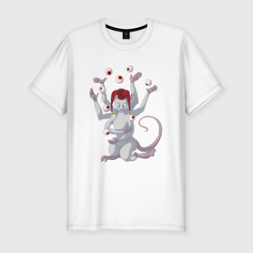 Мужская футболка хлопок Slim с принтом Крысиный шут в Белгороде, 92% хлопок, 8% лайкра | приталенный силуэт, круглый вырез ворота, длина до линии бедра, короткий рукав | rat | глаза | грызуны | жонглёр | жонглирование | крыса | монстры | слепой | сюрреализм | шут