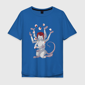 Мужская футболка хлопок Oversize с принтом Крысиный шут в Белгороде, 100% хлопок | свободный крой, круглый ворот, “спинка” длиннее передней части | rat | глаза | грызуны | жонглёр | жонглирование | крыса | монстры | слепой | сюрреализм | шут