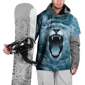 Накидка на куртку 3D с принтом Львица в бушующих волнах в Новосибирске, 100% полиэстер |  | волны | крупная кошка | лев | львица | море | океан